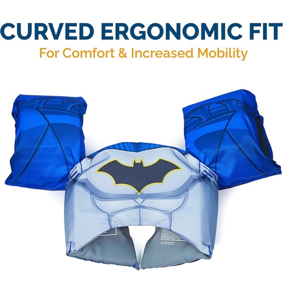 New SwimWays Swim Trainer Floaties Life Vest Batman 33-55 lbs Summer Pool Float - Picture 3 of 8